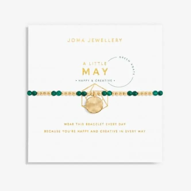 Bracelet extensible en or et agate verte pierre de naissance de mai 17,5 cm 6136 Joma Jewellery