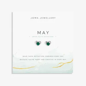 Boucles d'oreilles en argent plaqué avec agate verte, pierre de naissance de mai 8391 Joma Jewellery