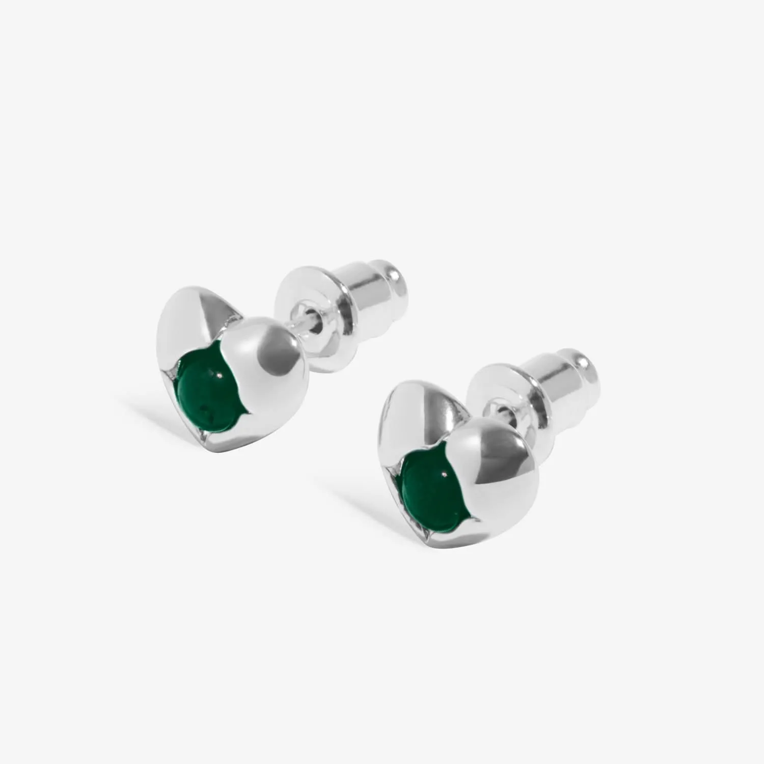 Boucles d'oreilles en argent plaqué avec agate verte, pierre de naissance de mai 8391 Joma Jewellery