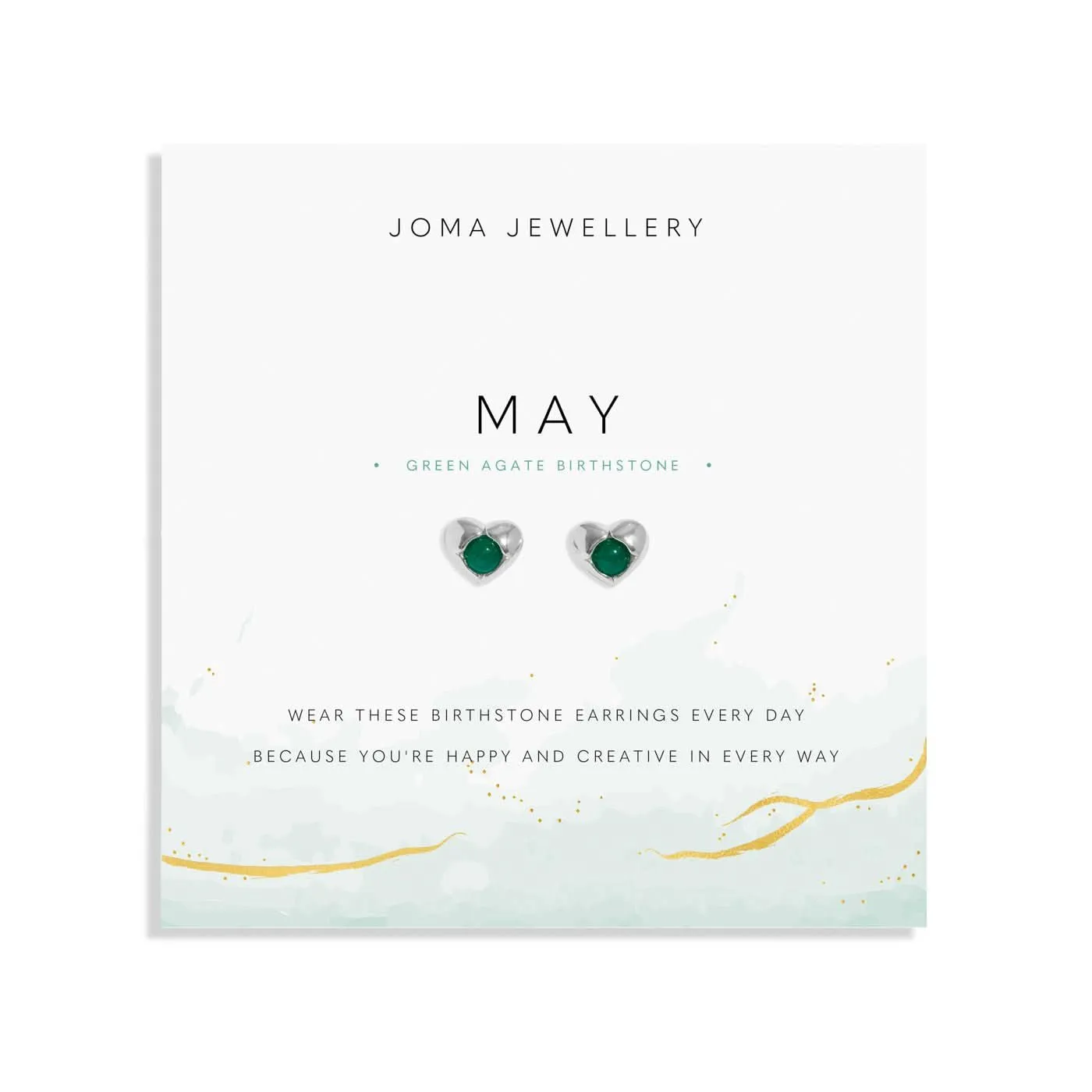 Boucles d'oreilles en argent plaqué avec agate verte, pierre de naissance de mai 8391 Joma Jewellery