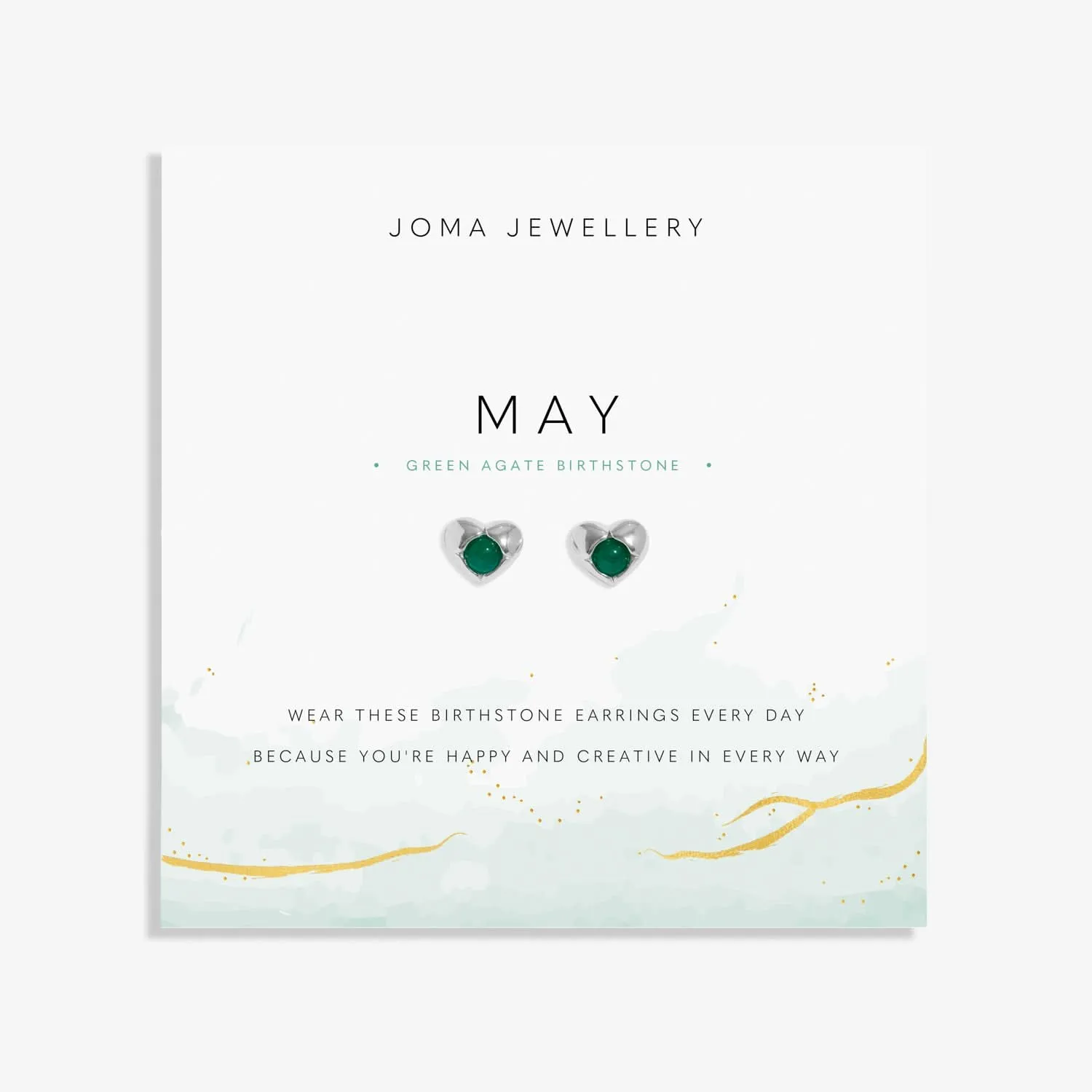 Boucles d'oreilles en argent plaqué avec agate verte, pierre de naissance de mai 8391 Joma Jewellery