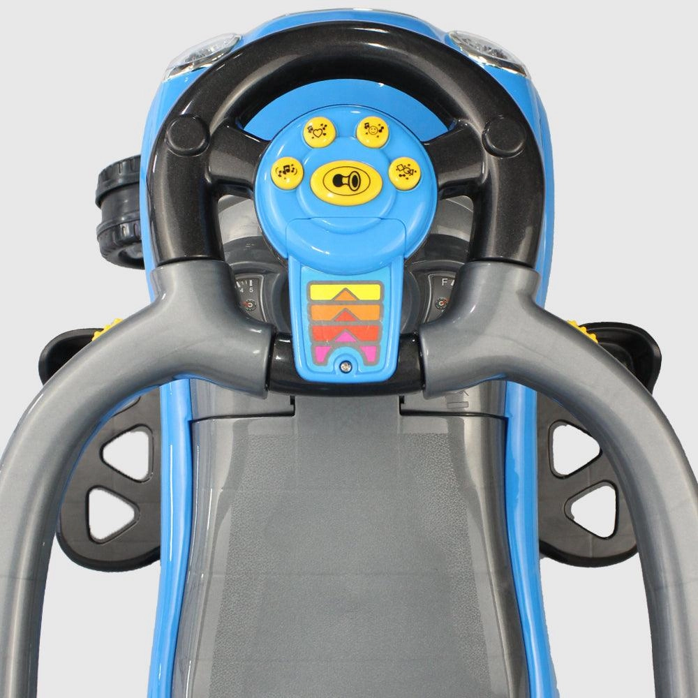 Blue 3-In-1 Sliding Car Sliding Vehicle with Removable Push Handle Protective Bar and Hidden Storage Toy Car for Children