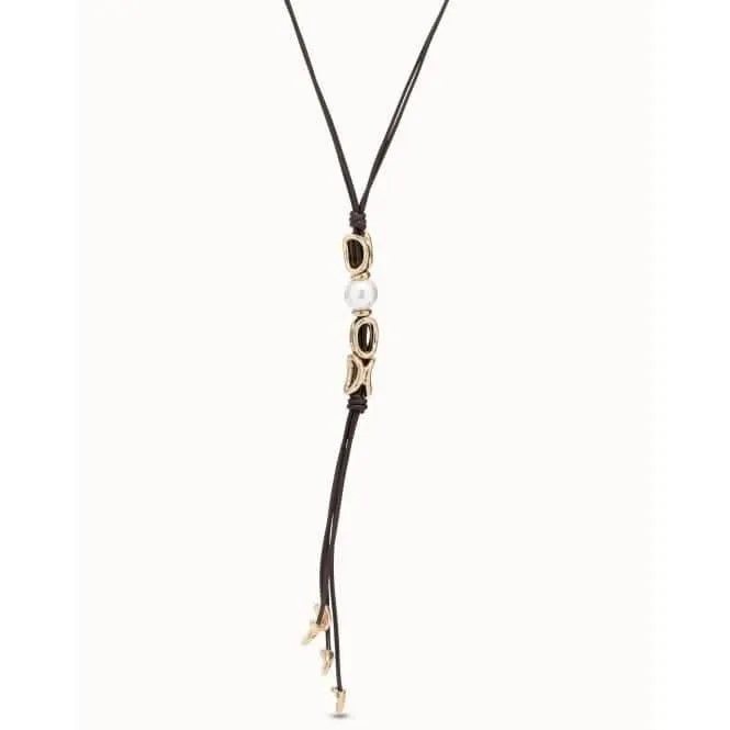 Collier en nacre perle avec lien en cuir blanc Unode50 Bijoux et Accessoires