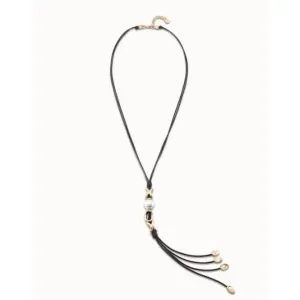 Collier en nacre perle avec lien en cuir blanc Unode50 Bijoux et Accessoires