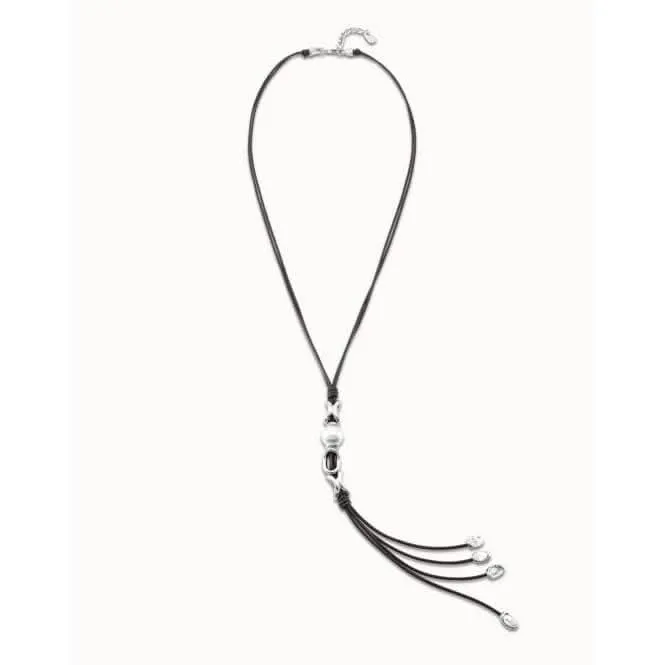 Collier en nacre perle avec lien en cuir blanc Unode50 Bijoux et Accessoires