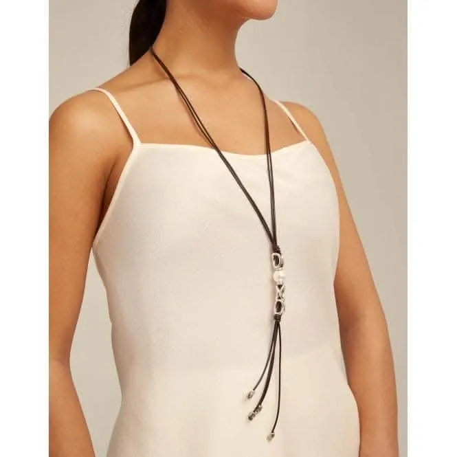 Collier en nacre perle avec lien en cuir blanc Unode50 Bijoux et Accessoires