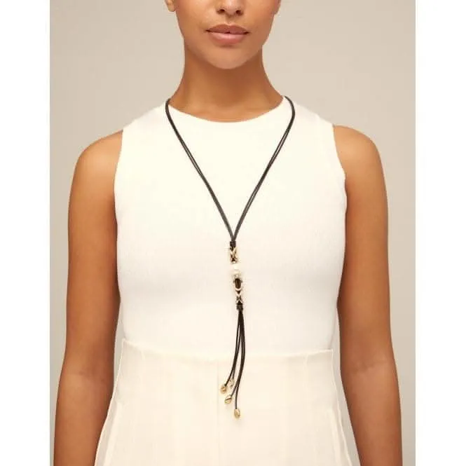 Collier en nacre perle avec lien en cuir blanc Unode50 Bijoux et Accessoires