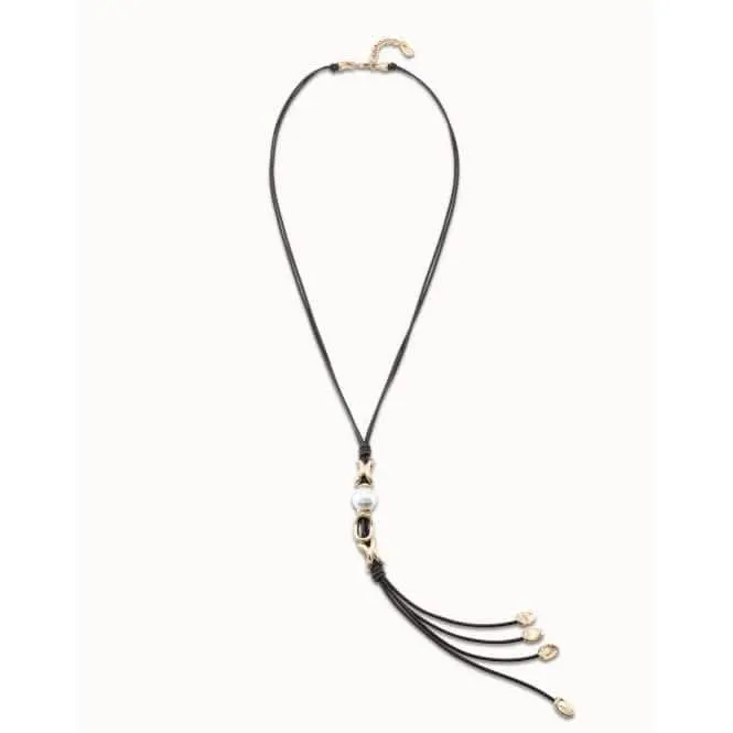 Collier en nacre perle avec lien en cuir blanc Unode50 Bijoux et Accessoires