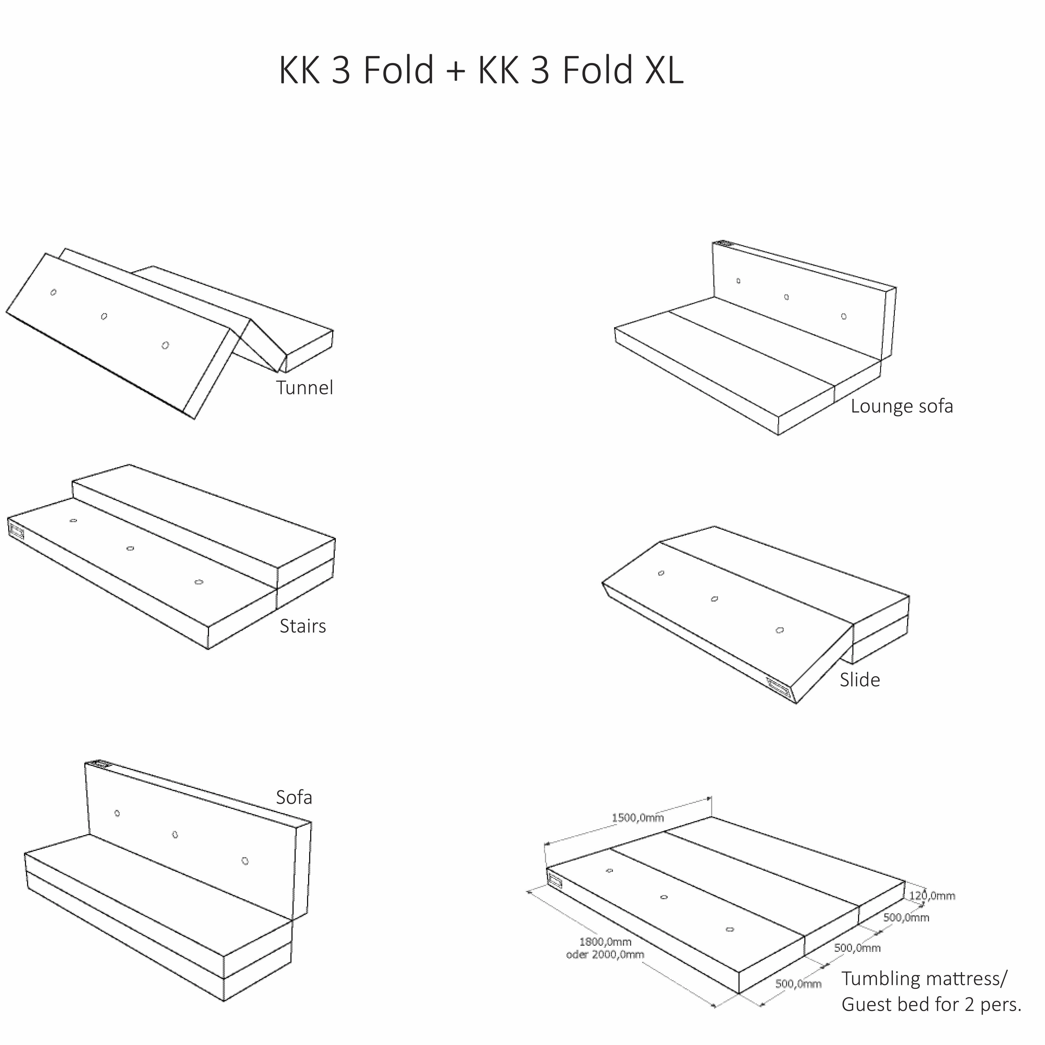 by KlipKlap KK 3 Fold 36x50x180cm - Blue Grey W. Grey