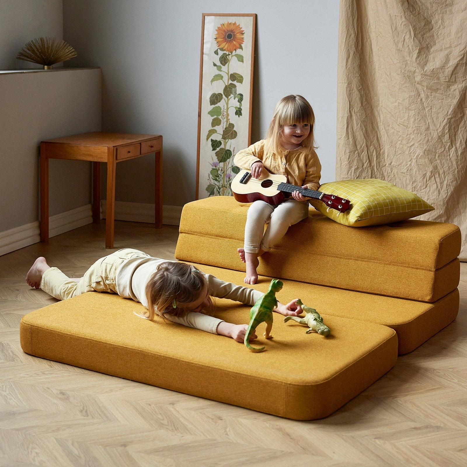 by KlipKlap KK 3 Fold Sofa 36x120x70cm - Brown W. Sand (Pre-Order; Est. Delivery in 2-4 Weeks)