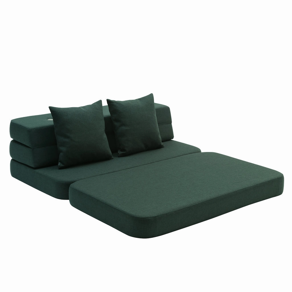 by KlipKlap KK 3 Fold Sofa 36x120x70cm - Deep Green W. Light Green (Pre-Order; Est. Delivery in 2-4 Weeks)