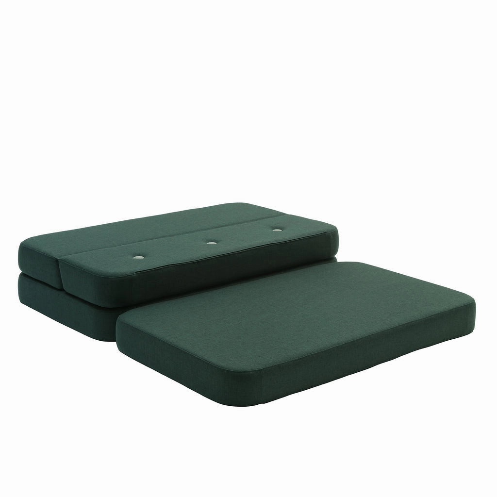 by KlipKlap KK 3 Fold Sofa 36x120x70cm - Deep Green W. Light Green (Pre-Order; Est. Delivery in 2-4 Weeks)