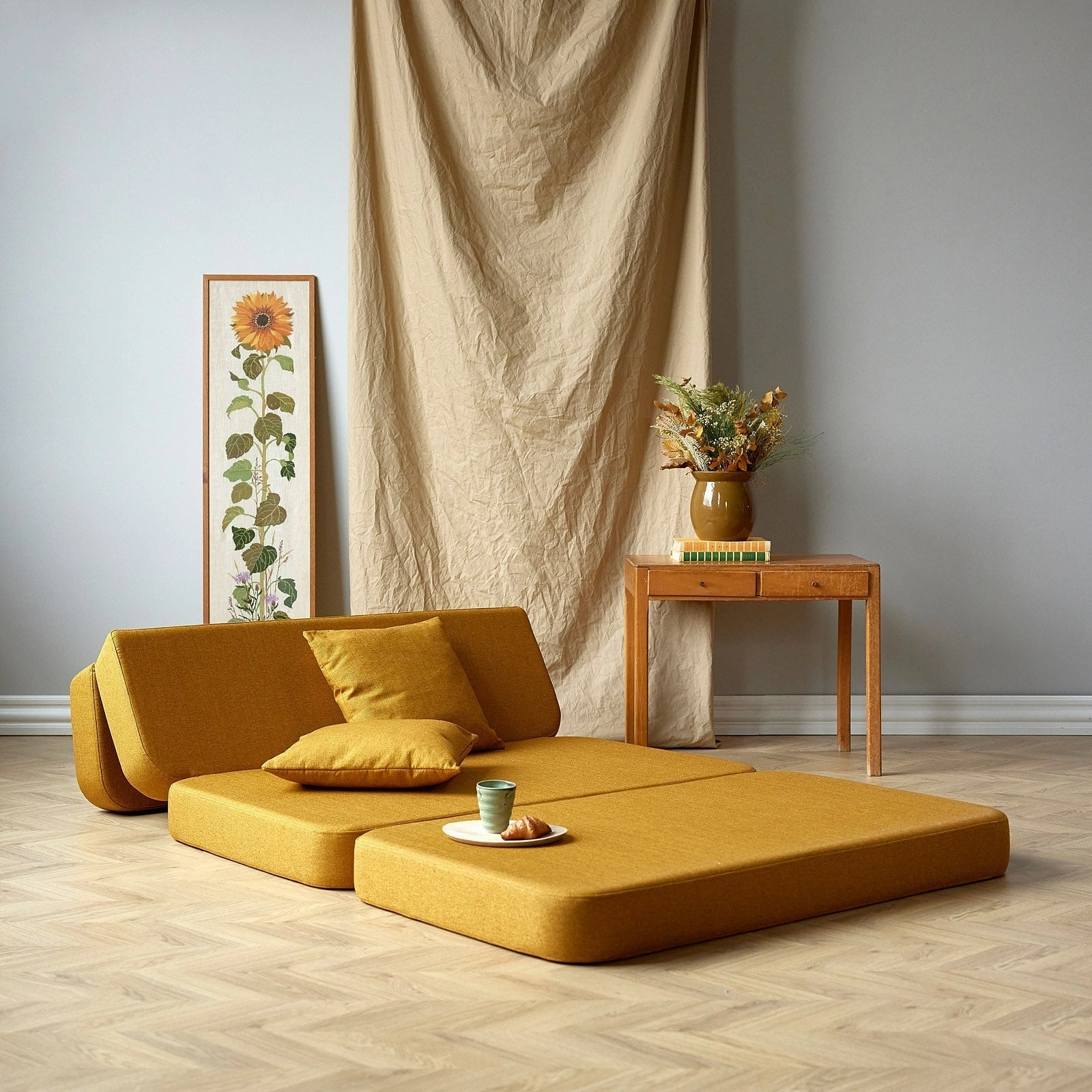 by KlipKlap KK 3 Fold Sofa 36x120x70cm - Deep Green W. Light Green (Pre-Order; Est. Delivery in 2-4 Weeks)