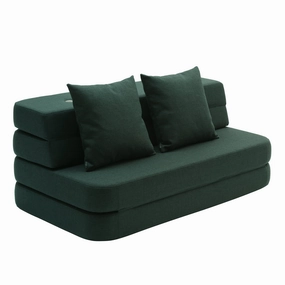 by KlipKlap KK 3 Fold Sofa 36x120x70cm - Deep Green W. Light Green (Pre-Order; Est. Delivery in 2-4 Weeks)