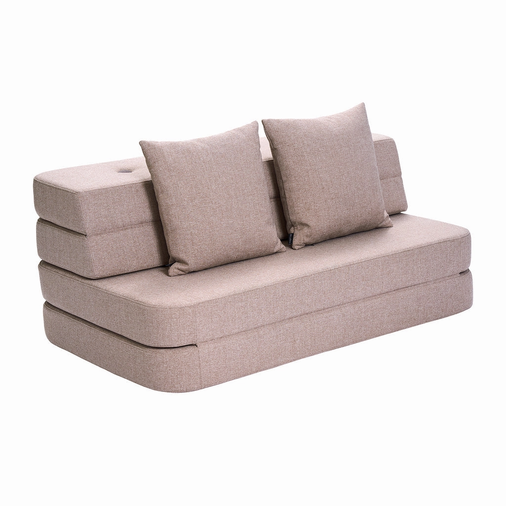 by KlipKlap KK 3 Fold Sofa 36x120x70cm - Soft Rose W. Rose (Pre-Order; Est. Delivery in 2-4 Weeks)