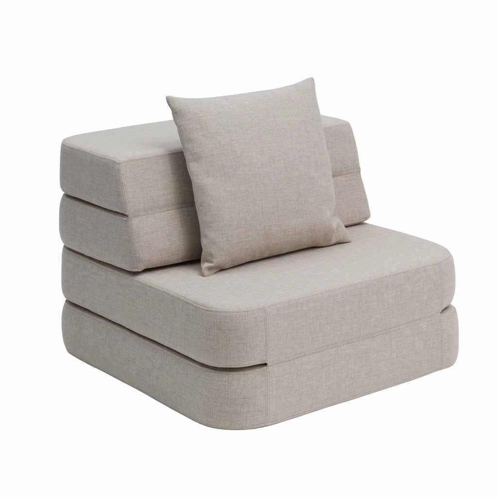 by KlipKlap KK 3 Fold Sofa Single 36x70x70cm - Beige W. Sand