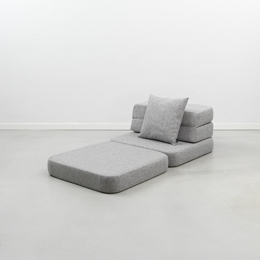 by KlipKlap KK 3 Fold Sofa Single Soft 36x70x70cm - Blue Grey W. Grey