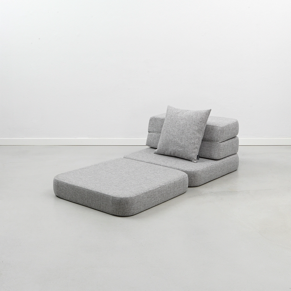 by KlipKlap KK 3 Fold Sofa Single Soft 36x70x70cm - Multi Grey W. Grey (Pre-Order; Est. Delivery in 2-4 Weeks)