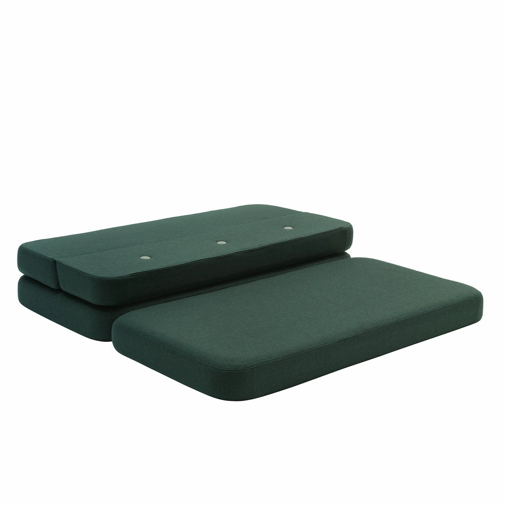 by KlipKlap KK 3 Fold Sofa XL Soft 36x140x70cm - Deep Green W. Light Green (Pre-Order; Est. Delivery in 2-4 Weeks)