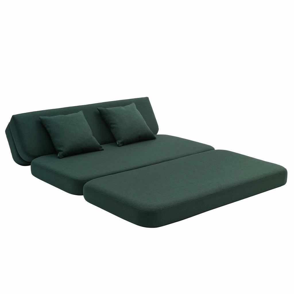 by KlipKlap KK 3 Fold Sofa XL Soft 36x140x70cm - Deep Green W. Light Green (Pre-Order; Est. Delivery in 2-4 Weeks)