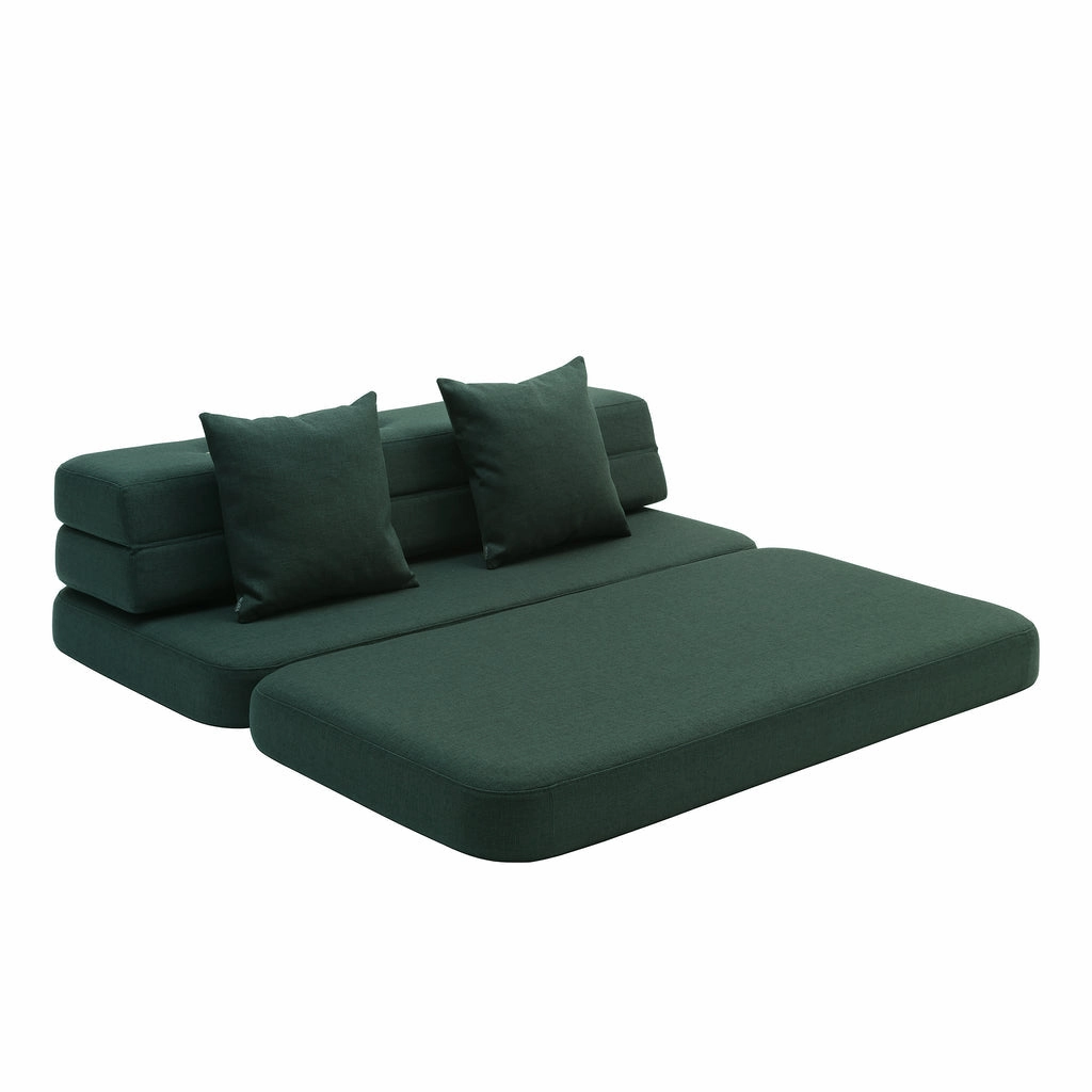 by KlipKlap KK 3 Fold Sofa XL Soft 36x140x70cm - Deep Green W. Light Green (Pre-Order; Est. Delivery in 2-4 Weeks)