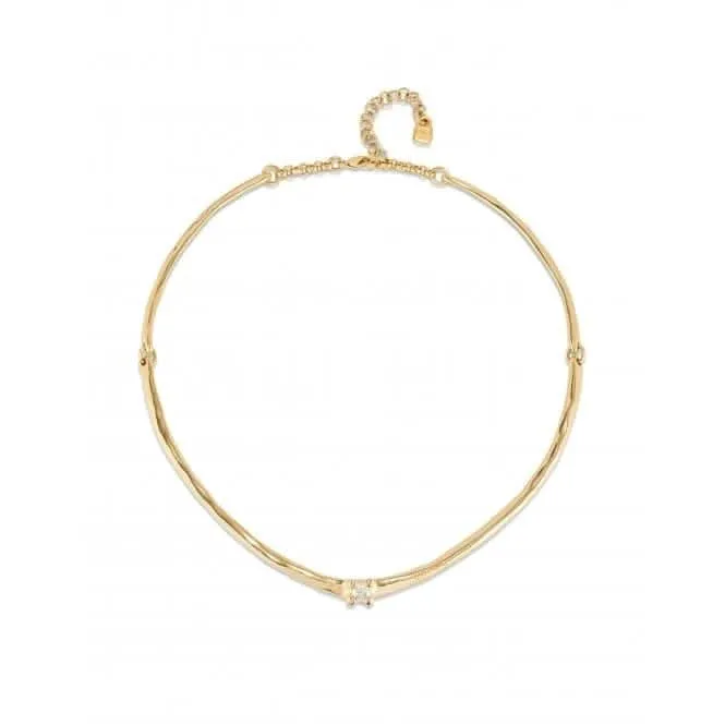 Collier Cosmos en zircone blanche rigide plaqué or 18 carats COL1913BLNORO0U Unode50 Bijoux et accessoires