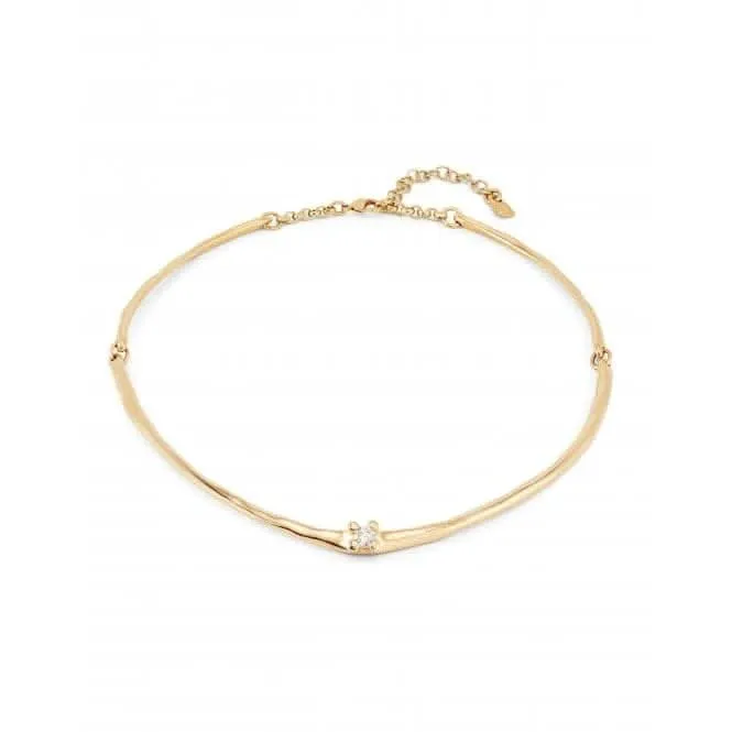Collier Cosmos en zircone blanche rigide plaqué or 18 carats COL1913BLNORO0U Unode50 Bijoux et accessoires
