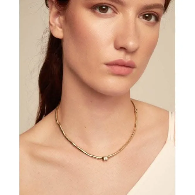Collier Cosmos en zircone blanche rigide plaqué or 18 carats COL1913BLNORO0U Unode50 Bijoux et accessoires