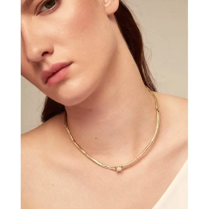 Collier Cosmos en zircone blanche rigide plaqué or 18 carats COL1913BLNORO0U Unode50 Bijoux et accessoires
