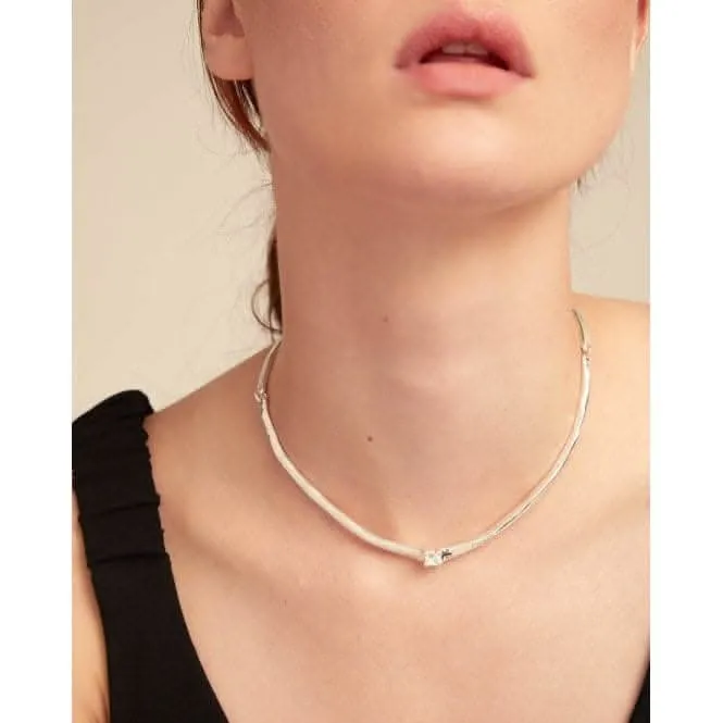 Collier en zircone blanche rigide plaqué argent Cosmos COL1913BLNMTL0U Unode50 Bijoux et accessoires