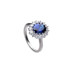 Bague Ronde Bleue en Zircon Cubique R3663 Diamonfire Joaillerie