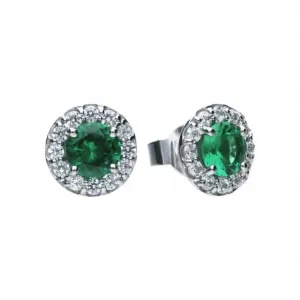 Boucles d'oreilles en grappe ronde verte en zirconium cubique E5655 - Diamonfire Jewellery