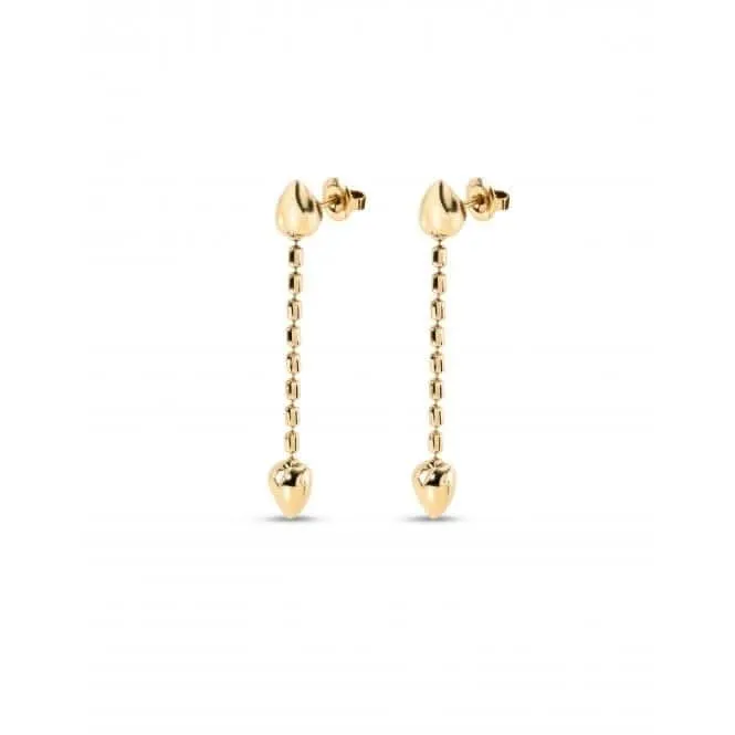 Boucles d'oreilles pendantes Cupido en or plaqué 18k avec petits cœurs PEN0935ORO0000U Unode50 Bijoux et accessoires