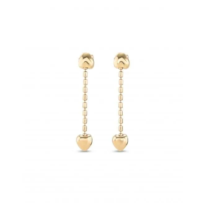 Boucles d'oreilles pendantes Cupido en or plaqué 18k avec petits cœurs PEN0935ORO0000U Unode50 Bijoux et accessoires