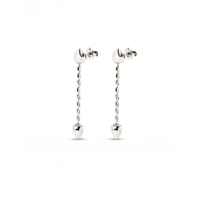 Boucles d'oreilles pendantes petits cœurs en chaîne plaquées argent Cupido PEN0935MTL0000U Unode50 Bijoux et accessoires