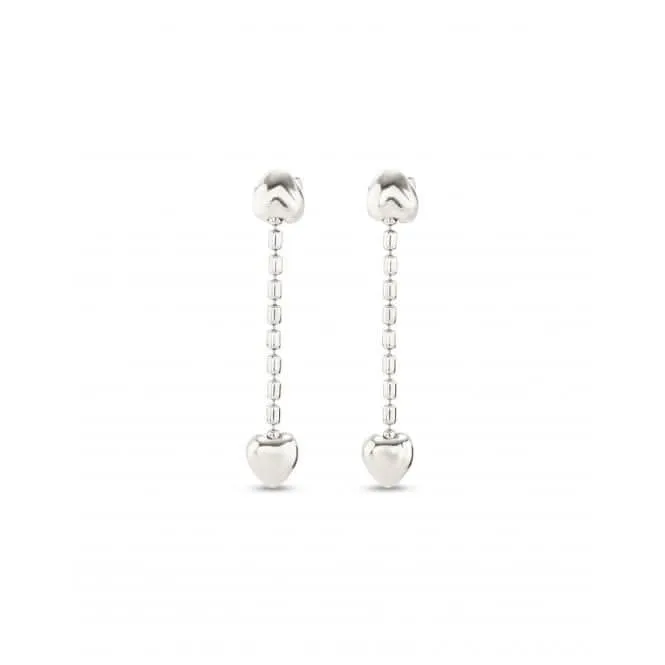 Boucles d'oreilles pendantes petits cœurs en chaîne plaquées argent Cupido PEN0935MTL0000U Unode50 Bijoux et accessoires