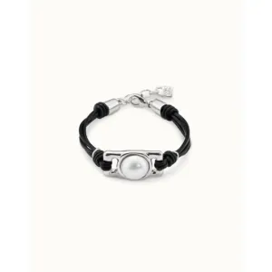 Bracelet en cuir blanc nacré avec coquillage Unode50 Bijoux et accessoires