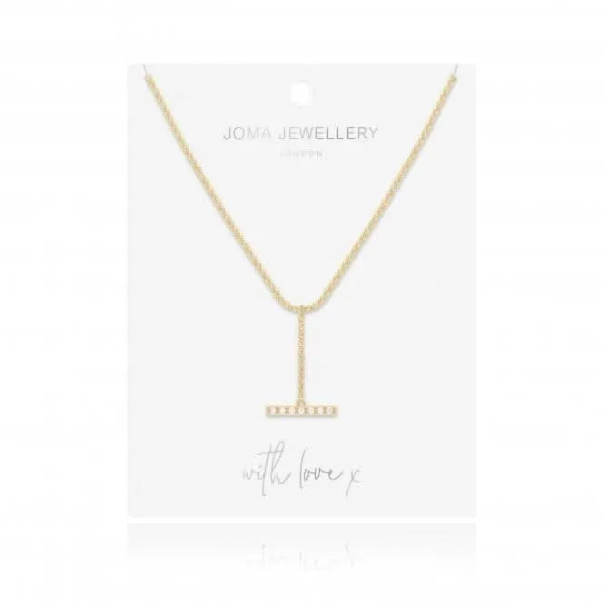Collier Pave Demi-Or Bar Drop 46cm   Prolongateur 5cm 4457 Joma Jewellery