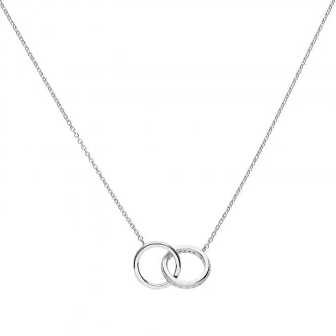 Collier Diamonfire avec deux anneaux entrelacés en zirconium blanc argenté N4235 - Bijouterie Diamonfire