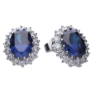 Boucles d'oreilles en forme florale en zirconium bleu argenté Diamonfire E5586 - Bijoux Diamonfire