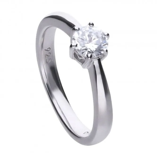 Bague solitaire en zirconium Diamonfire argent blanc à 6 griffes R3619 - Bijoux Diamonfire