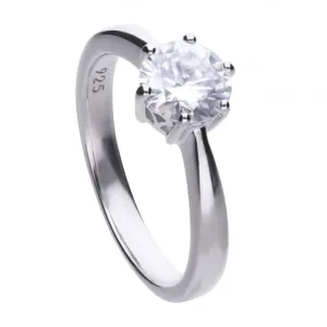 Bague solitaire en zircone Diamonfire Silver White à 6 griffes R3621 - Diamonfire Jewellery
