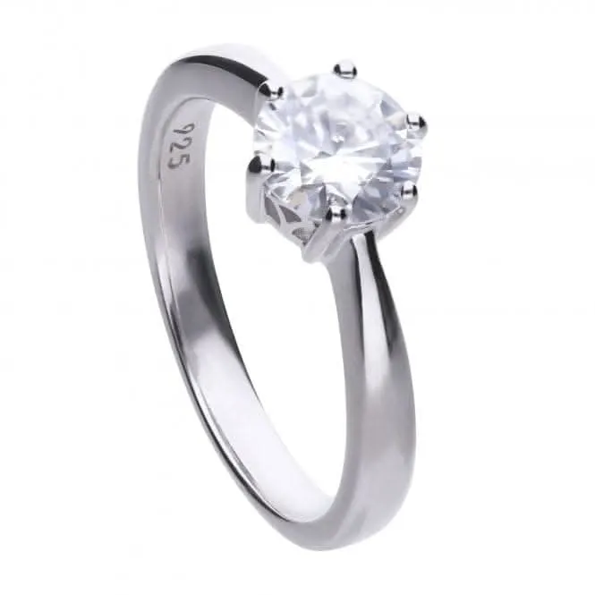 Bague solitaire en zircone Diamonfire Silver White à 6 griffes R3621 - Diamonfire Jewellery