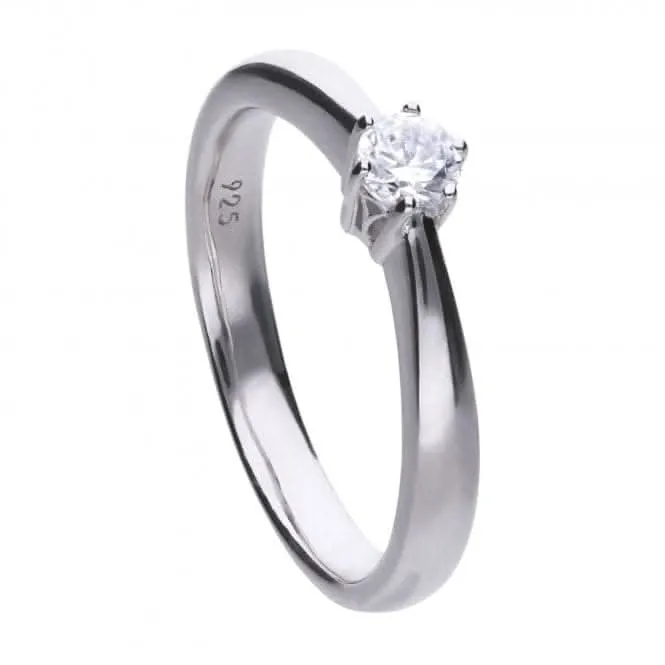 Bague solitaire en zircone blanc argenté Diamonfire R3617 - Bijouterie Diamonfire