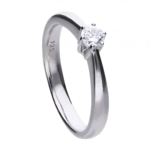 Bague solitaire en zircone blanc argenté Diamonfire R3617 - Bijouterie Diamonfire