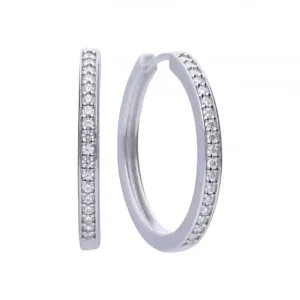 Boucles d'oreilles classiques créoles en zircone blanche argentée Diamonfire E5605 - Bijoux Diamonfire