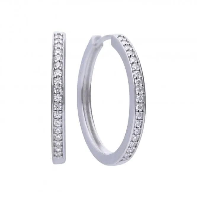 Boucles d'oreilles classiques créoles en zircone blanche argentée Diamonfire E5605 - Bijoux Diamonfire