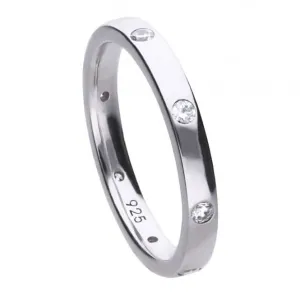 Bague collection Diamonfire en zircone blanche argentée R3630 - Joaillerie Diamonfire