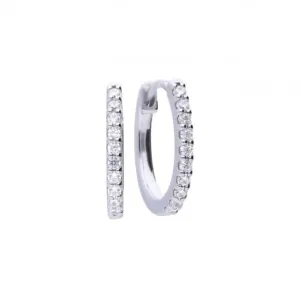 Boucles d'oreilles en zircone blanche argentée Diamonfire, style créole classique E5609, bijoux Diamonfire