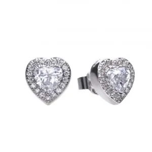 Boucles d'oreilles en forme de cœur en zircone blanche argentée Diamonfire E5589 - Bijoux Diamonfire